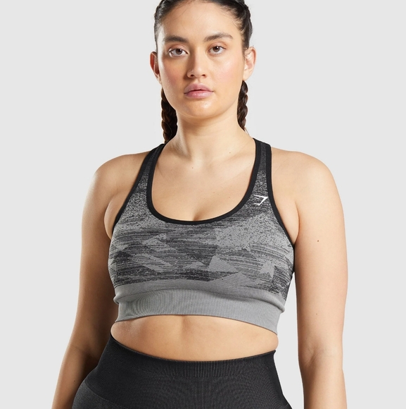Gymshark Adapt Ombre Seamless Sports Bra Black/Grey Size Small - Picture 1 of 9